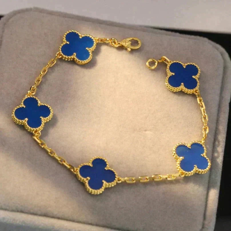 [⭐Maelin] CLOVER 5 MOTIF BLUE AGATE BRACELET COLLECTION