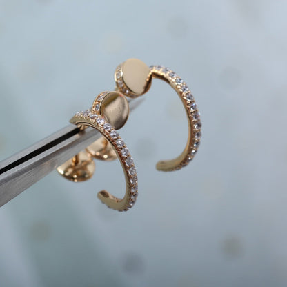 [⭐Maelin]JUSTE EARRINGS 12.75MM PINK GOLD DIAMOND