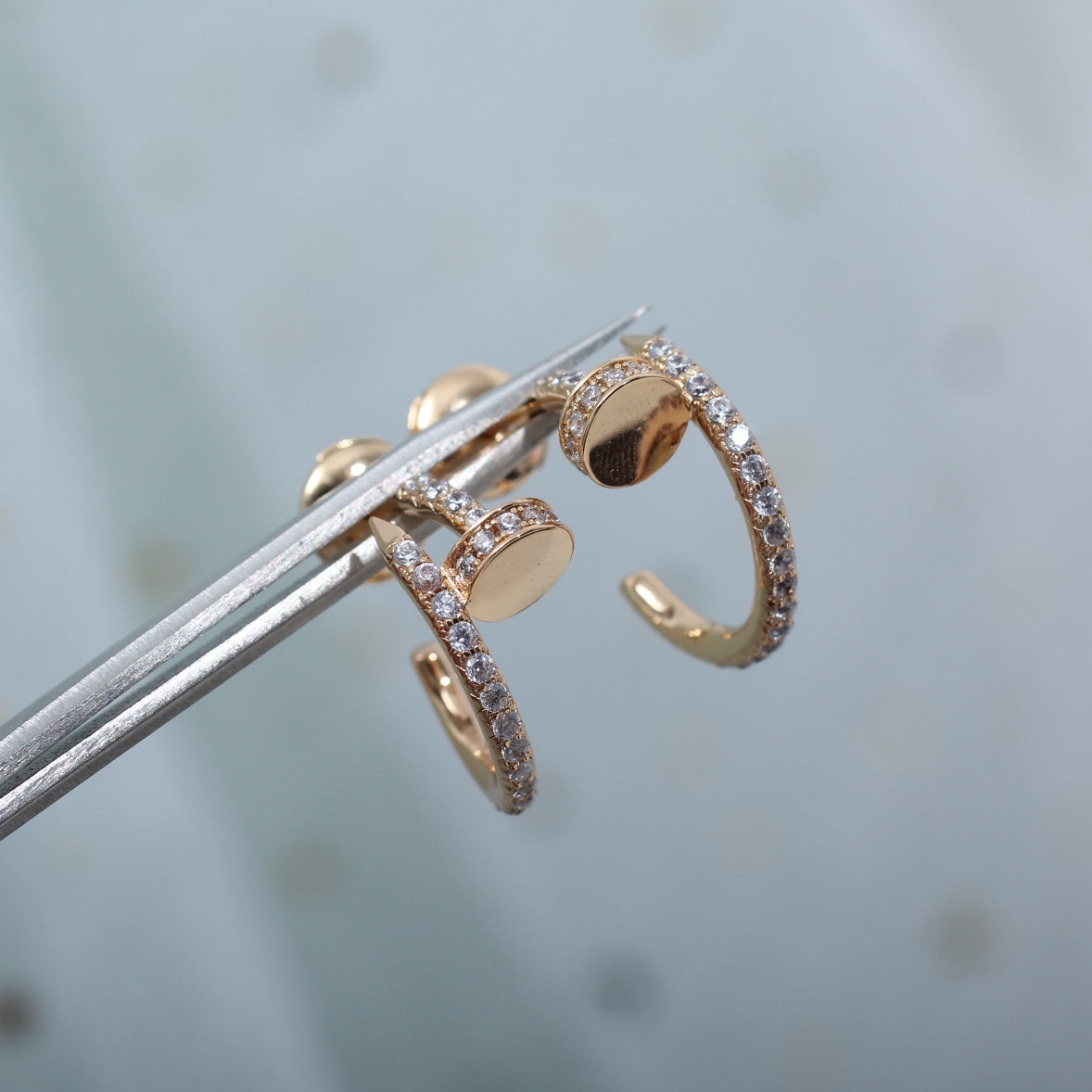 [⭐Maelin]JUSTE EARRINGS 12.75MM PINK GOLD DIAMOND