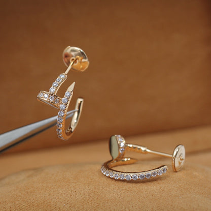 [⭐Maelin]JUSTE EARRINGS 12.75MM PINK GOLD DIAMOND