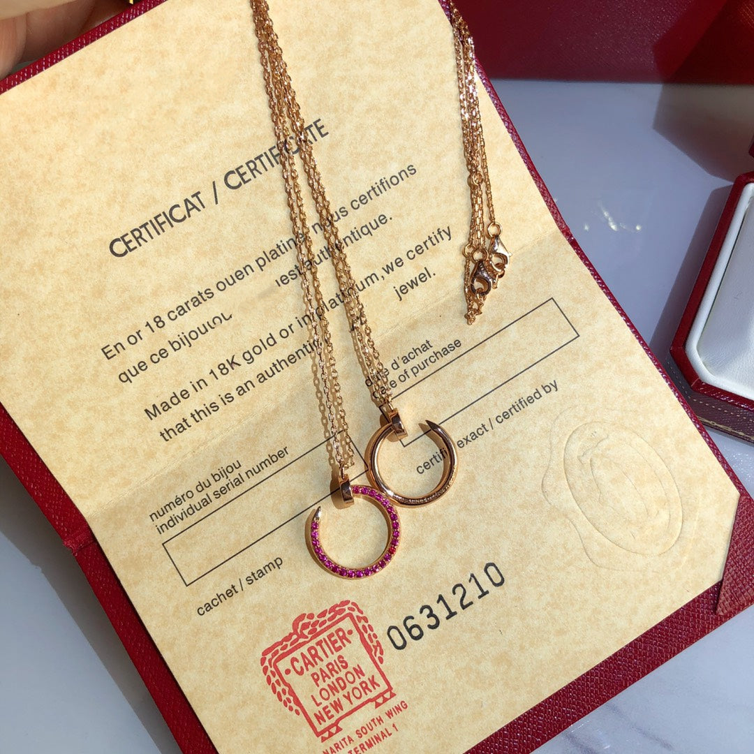 [⭐Maelin]JUSTE NECKLACE GOLD RED DIAMONDS