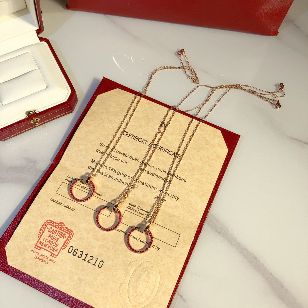 [⭐Maelin]JUSTE NECKLACE GOLD RED DIAMONDS