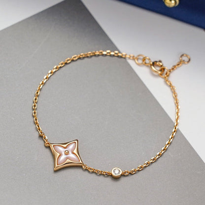 [⭐Maelin]STAR 1 DIAMOND PINK GOLD BRACELET