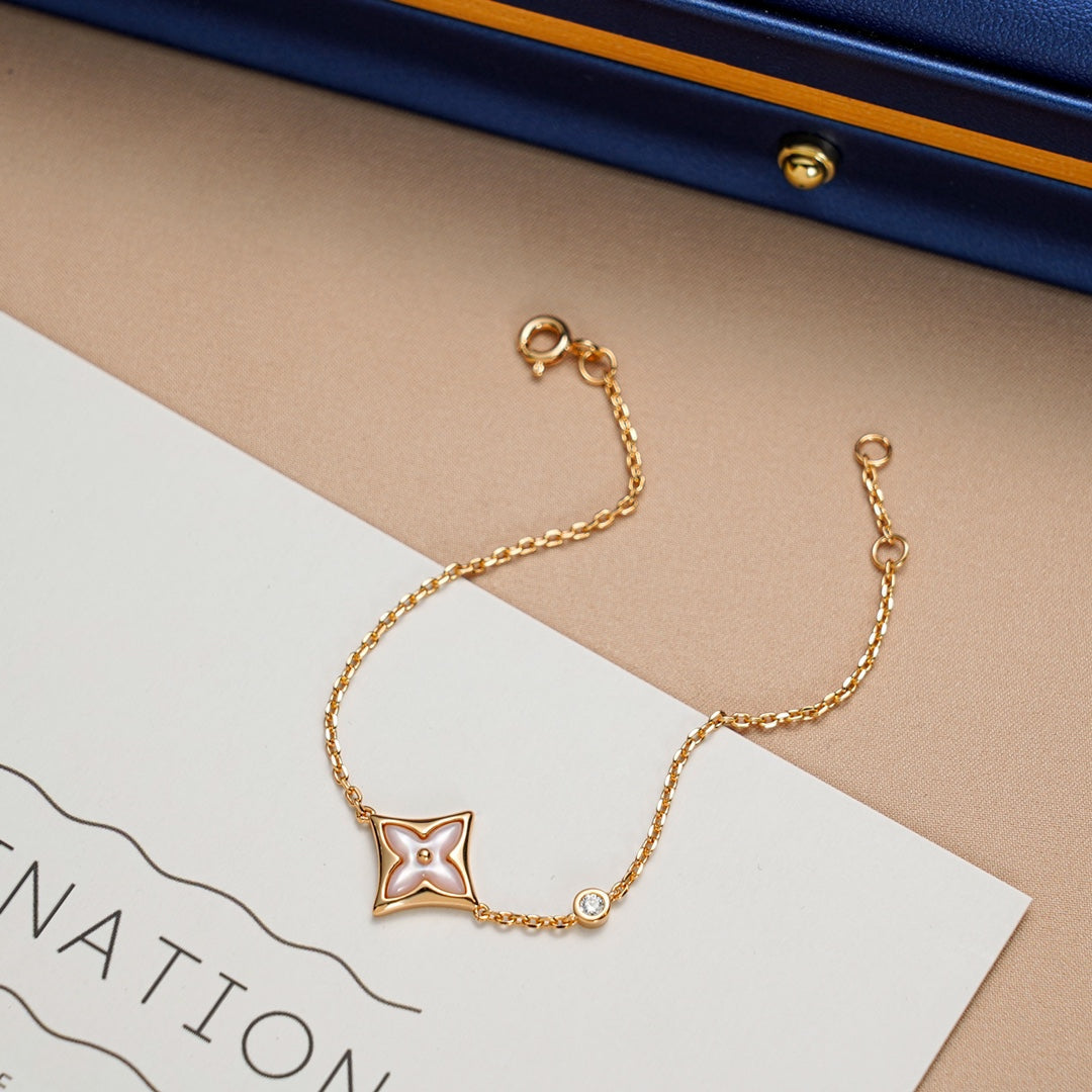 [⭐Maelin]STAR 1 DIAMOND PINK GOLD BRACELET