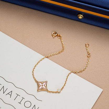 [⭐Maelin]STAR 1 DIAMOND PINK GOLD BRACELET