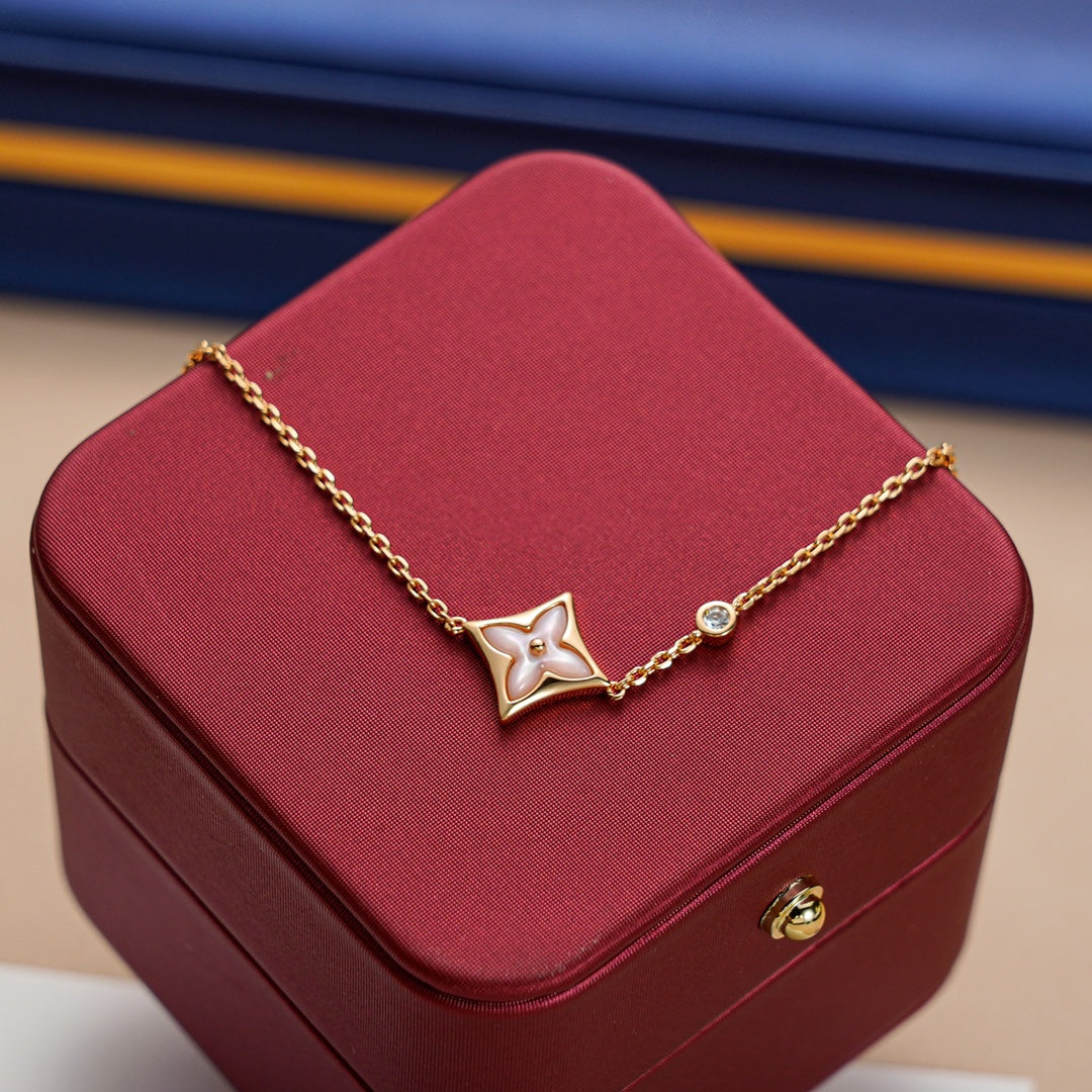 [⭐Maelin]STAR 1 DIAMOND PINK GOLD BRACELET