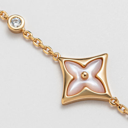 [⭐Maelin]STAR 1 DIAMOND PINK GOLD BRACELET