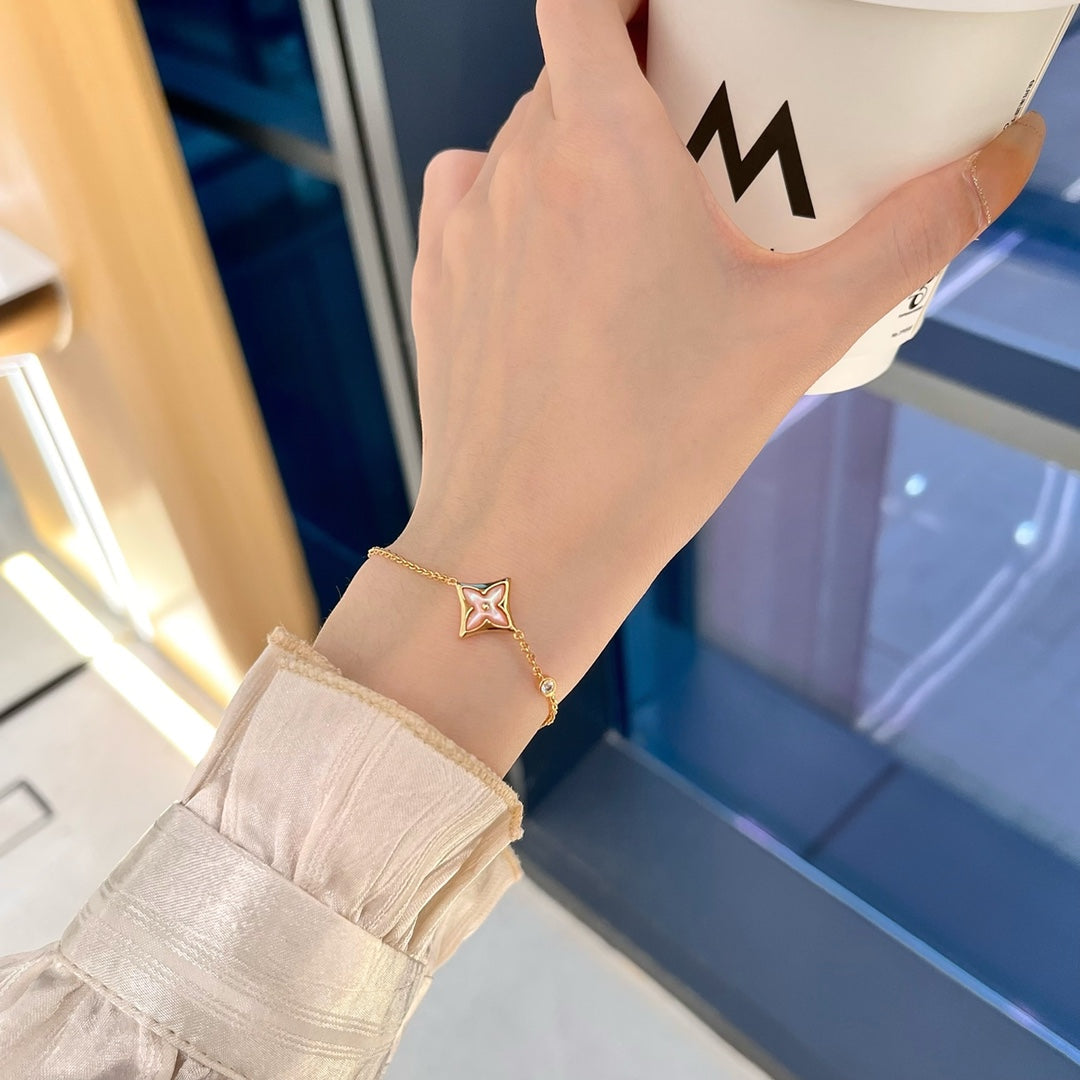 [⭐Maelin]STAR 1 DIAMOND PINK GOLD BRACELET