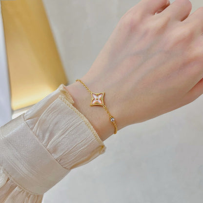 [⭐Maelin]STAR 1 DIAMOND PINK GOLD BRACELET