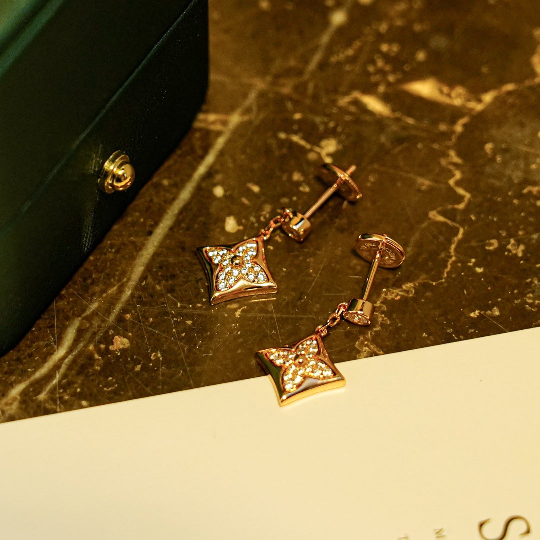 [⭐Maelin]STAR DIAMONDS EARRINGS GOLD