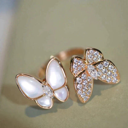 [⭐Maelin]TWIN BUTTERFLY DIAMOND MOP RING