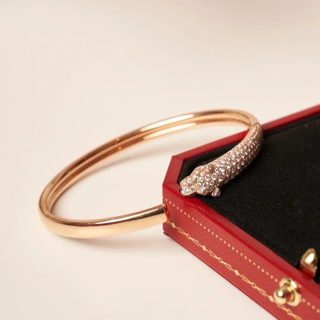 [⭐Maelin]PANTHERE HALF DIAMOND OPEN BRACELET
