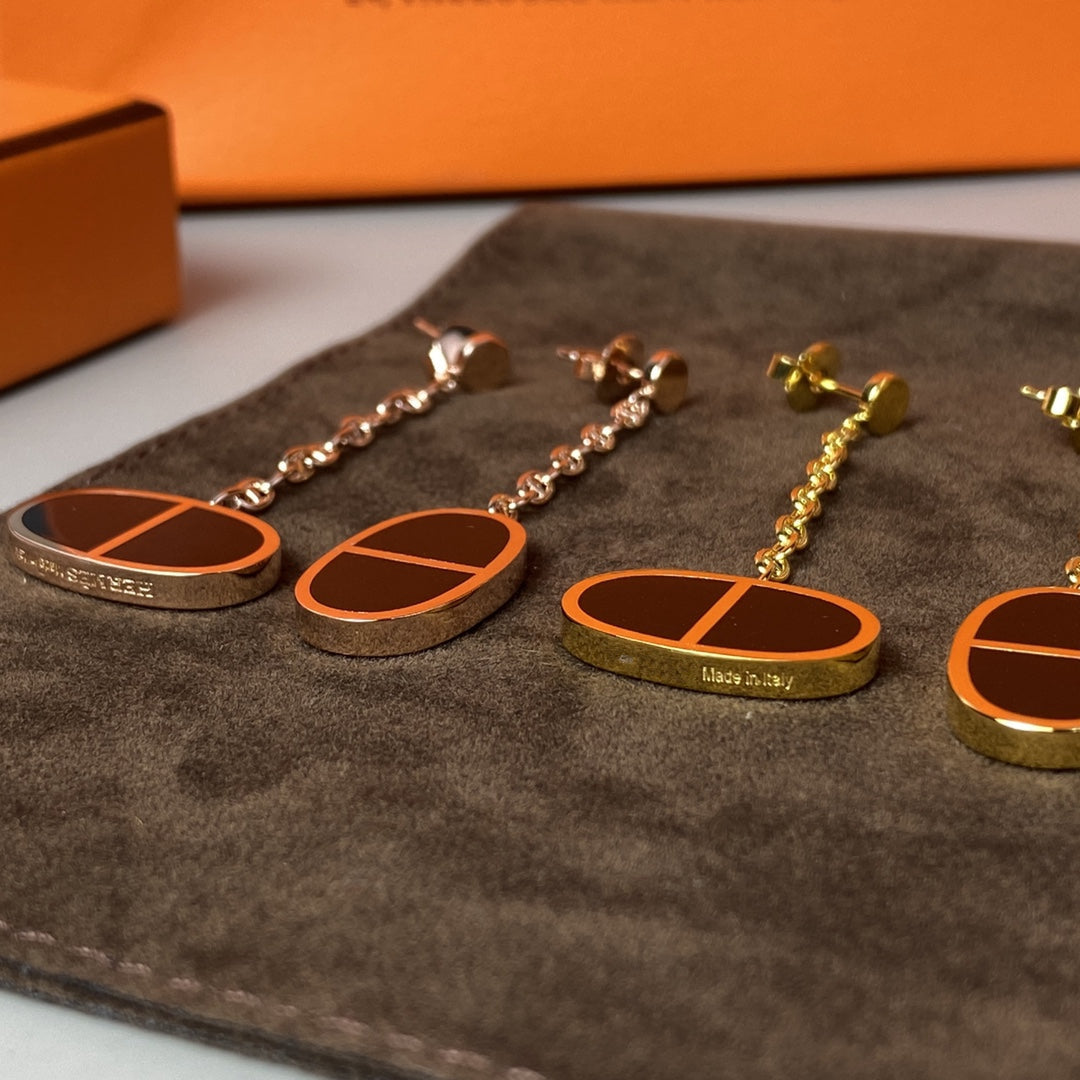 [⭐Maelin]CHAINE VERSO BLACK CERAMIC EARRINGS