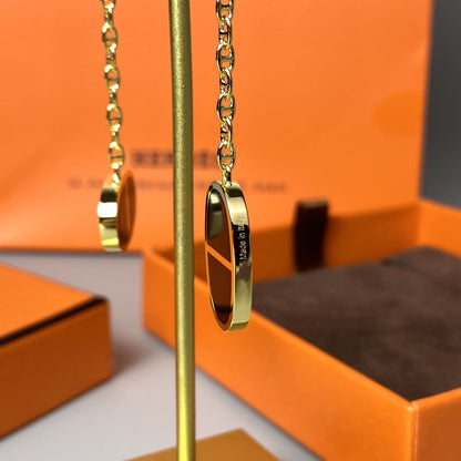 [⭐Maelin]CHAINE VERSO BLACK CERAMIC EARRINGS
