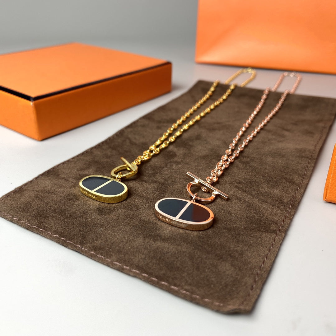 [⭐Maelin]CHAINE VERSO BLACK CERAMIC NECKLACE