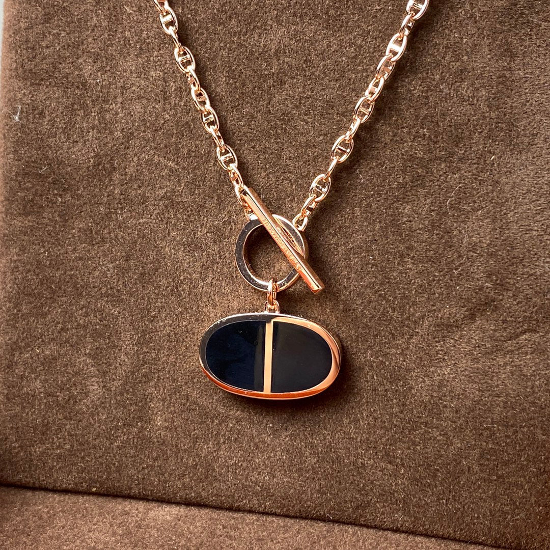 [⭐Maelin]CHAINE VERSO BLACK CERAMIC NECKLACE