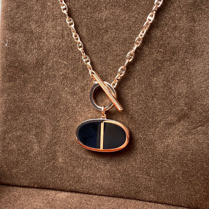 [⭐Maelin]CHAINE VERSO BLACK CERAMIC NECKLACE