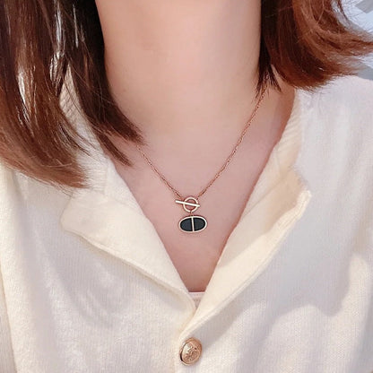 [⭐Maelin]CHAINE VERSO BLACK CERAMIC NECKLACE
