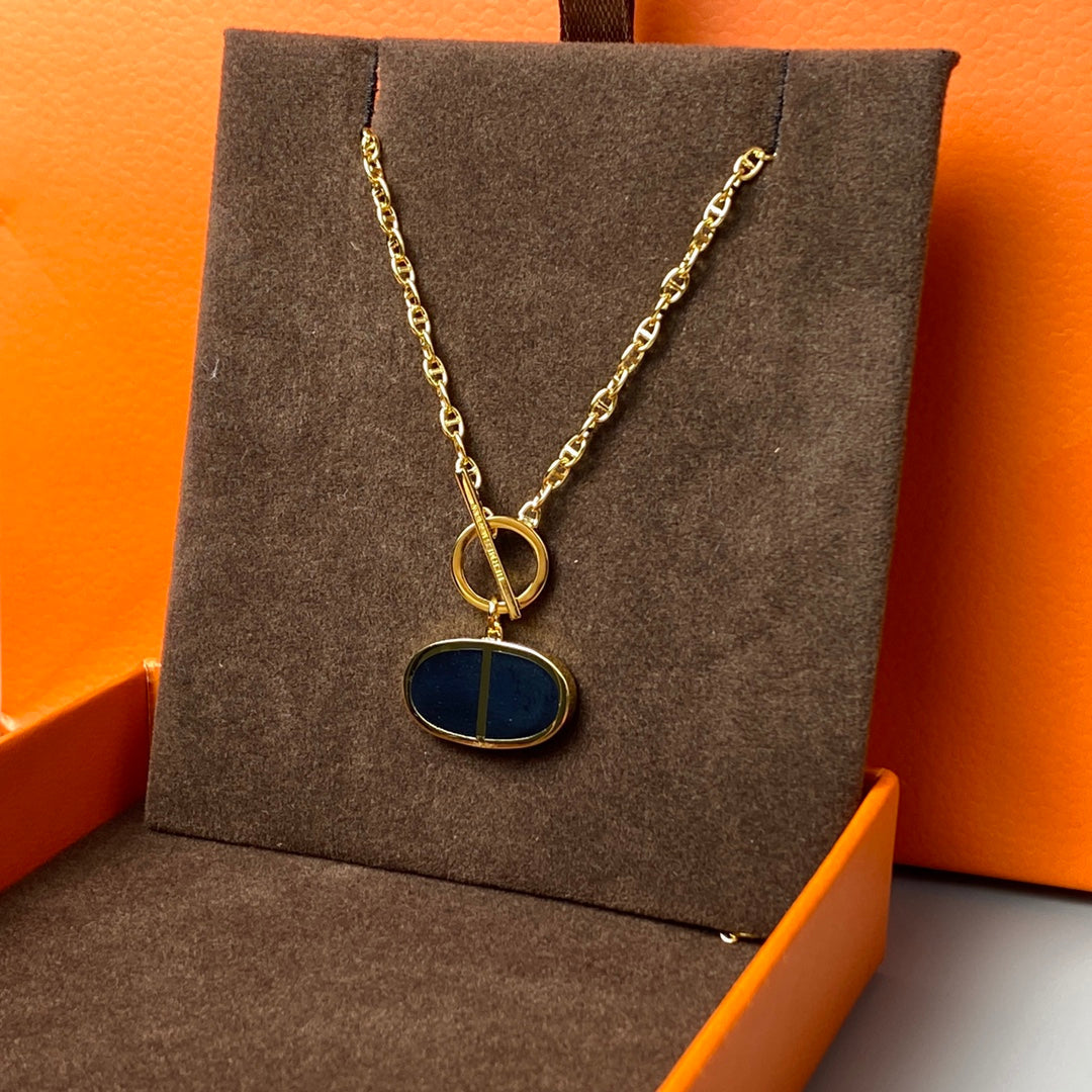 [⭐Maelin]CHAINE VERSO BLACK CERAMIC NECKLACE