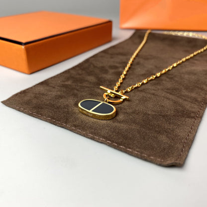 [⭐Maelin]CHAINE VERSO BLACK CERAMIC NECKLACE