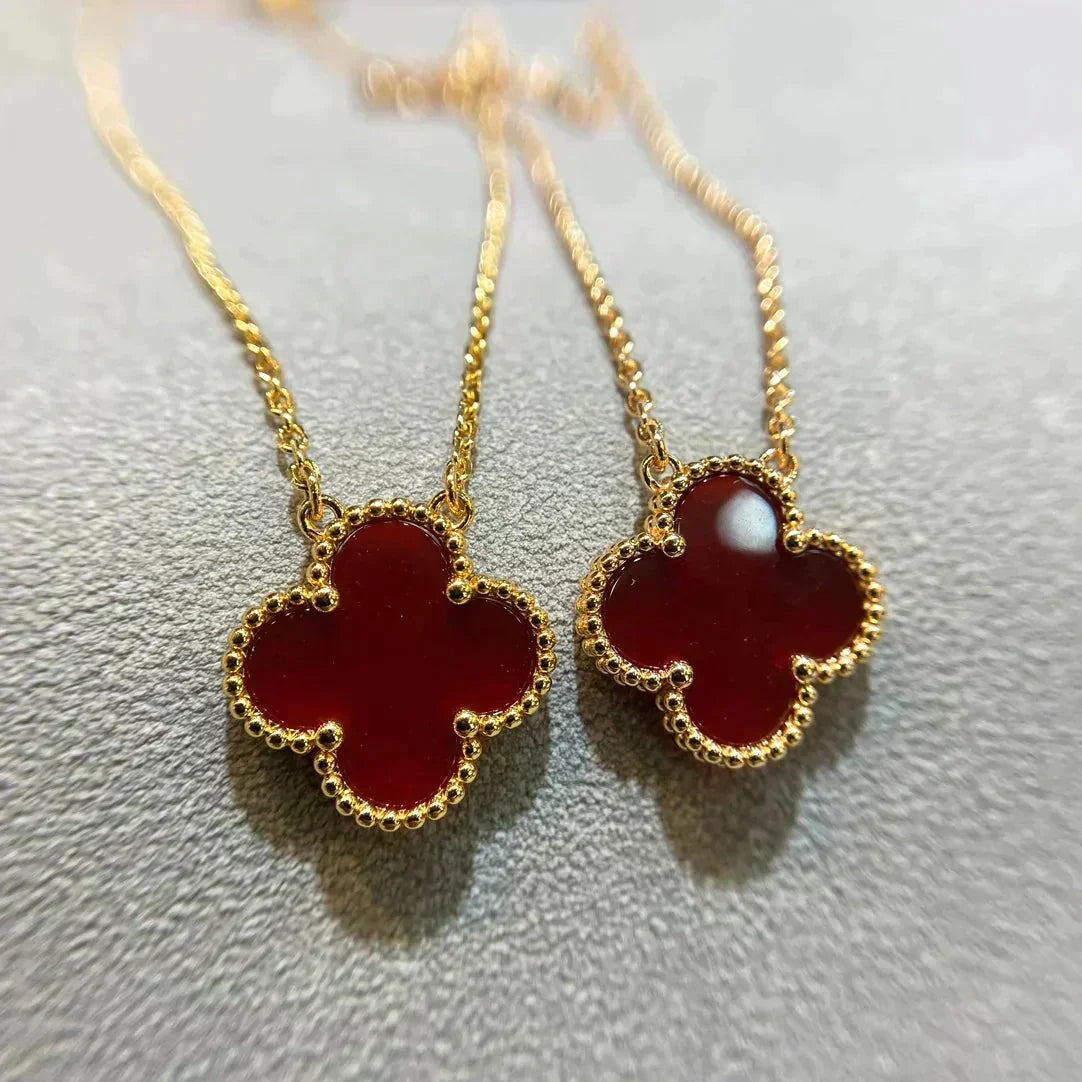 [⭐Maelin]CLOVER 15MM CARNELIAN SINGLE FLOWER NECKLACE