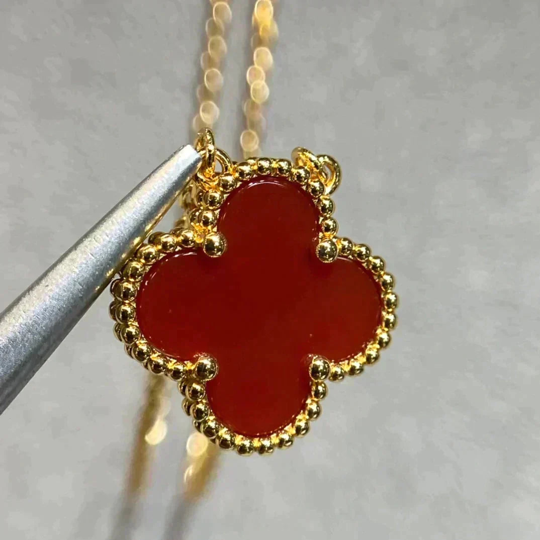 [⭐Maelin]CLOVER 15MM CARNELIAN SINGLE FLOWER NECKLACE