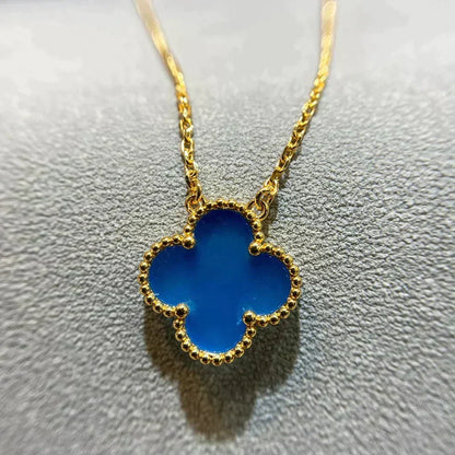 [⭐Maelin]CLOVER 15MM BLUE AGATE NECKLACE
