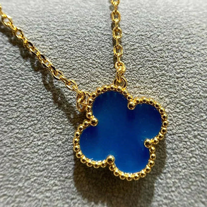[⭐Maelin]CLOVER 15MM BLUE AGATE NECKLACE