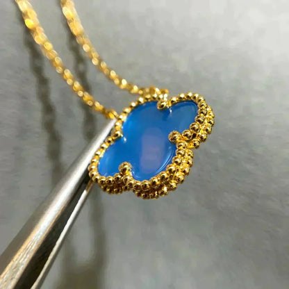 [⭐Maelin]CLOVER 15MM BLUE AGATE NECKLACE