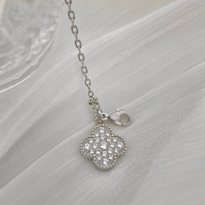[⭐Maelin]CLOVER 5 MOTIFS SILVER DIAMONDS NECKLACE