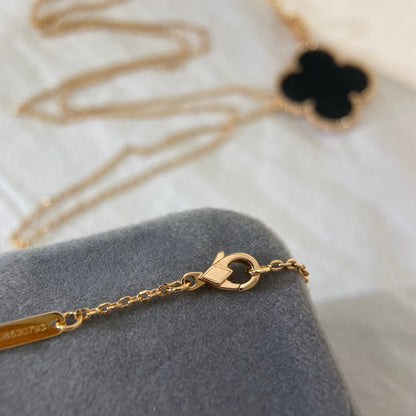 [⭐Maelin]CLOVER 25MM NECKLACE GOLD ONYX