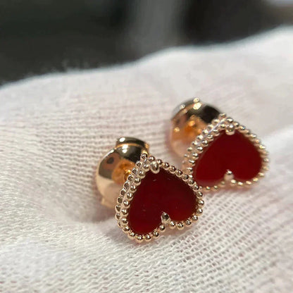 [⭐Maelin]HEART CARNELIAN STUD EARRINGS