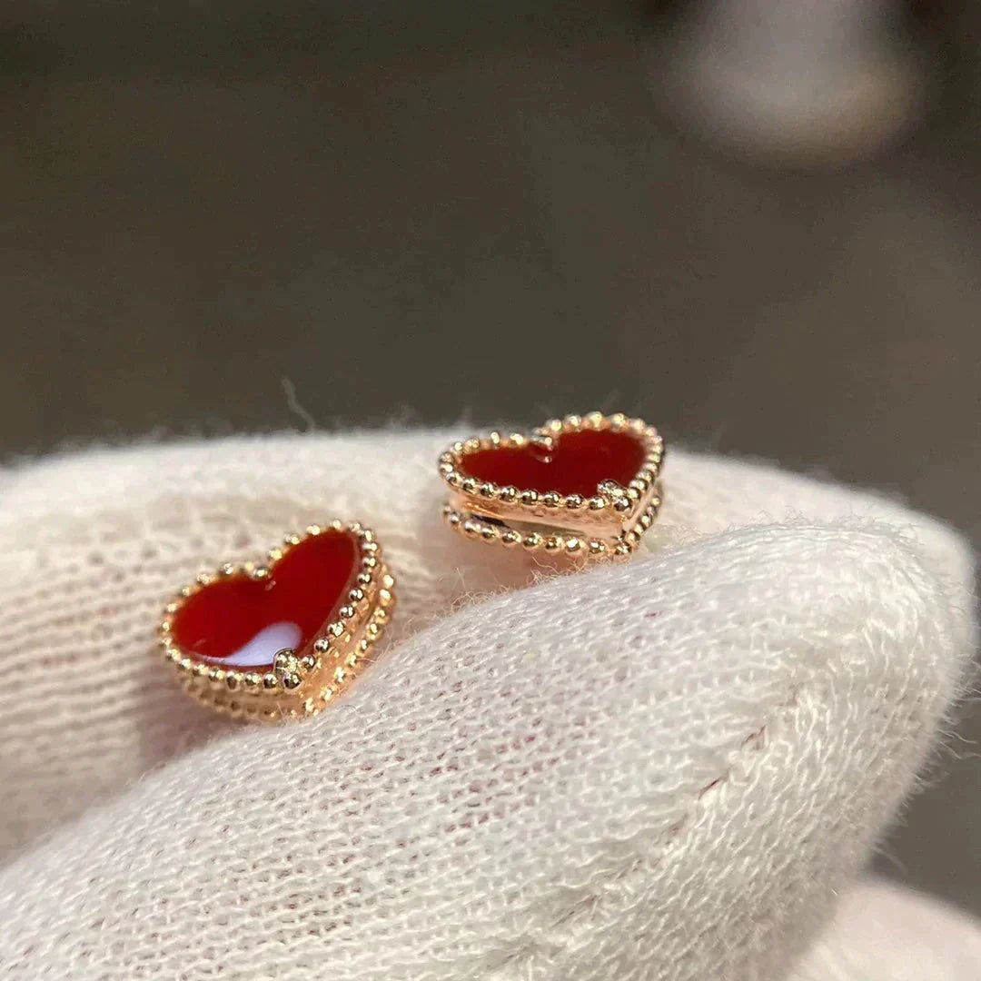 [⭐Maelin]HEART CARNELIAN STUD EARRINGS