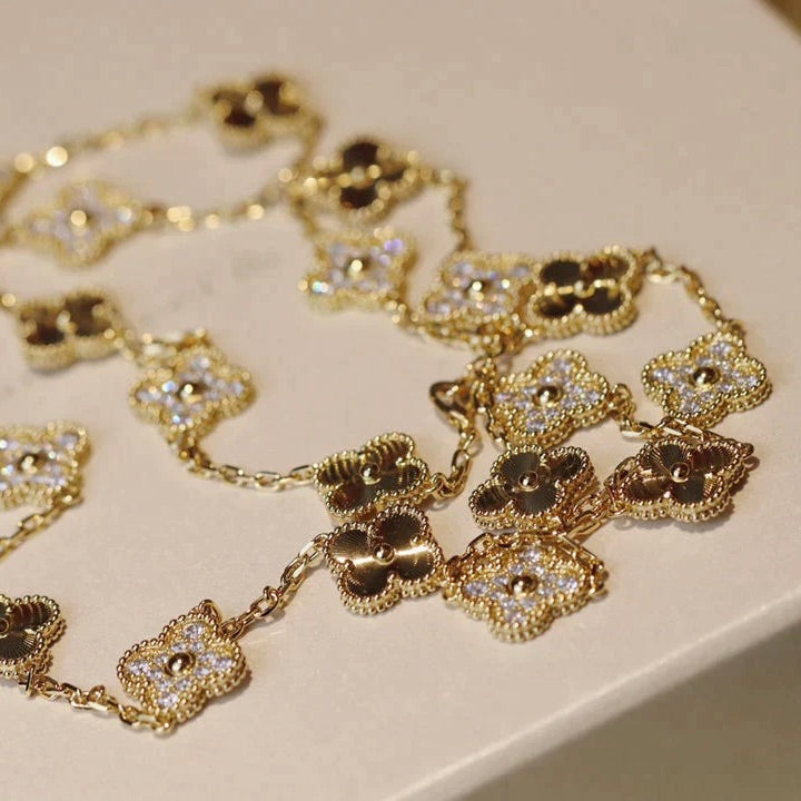 [⭐Maelin]CLOVER 20 MOTIFS LASER DIAMOND NECKLACE