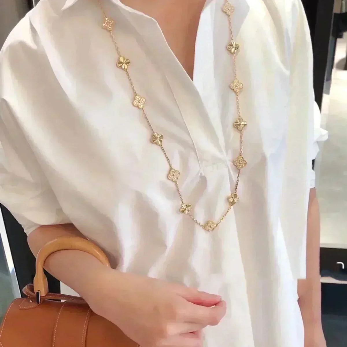 [⭐Maelin]CLOVER 20 MOTIFS LASER DIAMOND NECKLACE