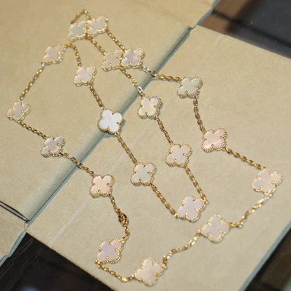 [⭐Maelin]CLOVER 20 MOTIFS WHITE MOP NECKLACE
