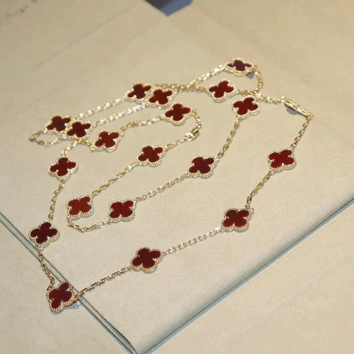 [⭐Maelin]CLOVER 20 MOTIFS CARNELIAN NECKLACE