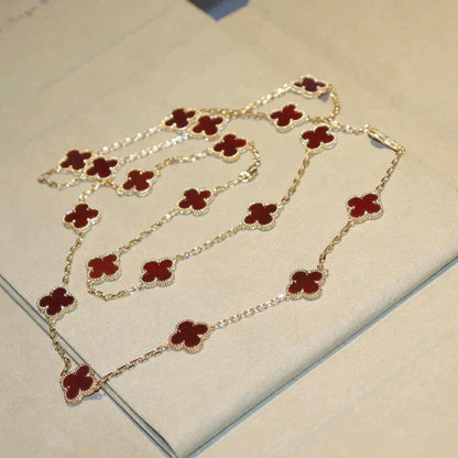 [⭐Maelin]CLOVER 20 MOTIFS CARNELIAN NECKLACE