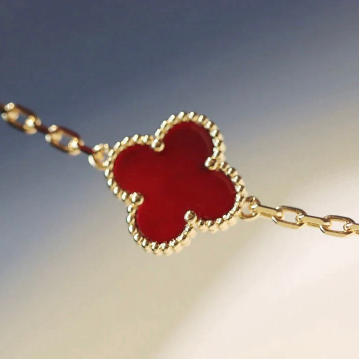 [⭐Maelin]CLOVER 20 MOTIFS CARNELIAN NECKLACE