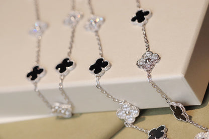 [⭐Maelin]CLOVER 20 MOTIFS ONYX DIAMOND SILVER