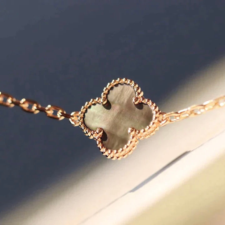 [⭐Maelin]CLOVER 20 MOTIFS DARK MOP DIAMOND  NECKLACE