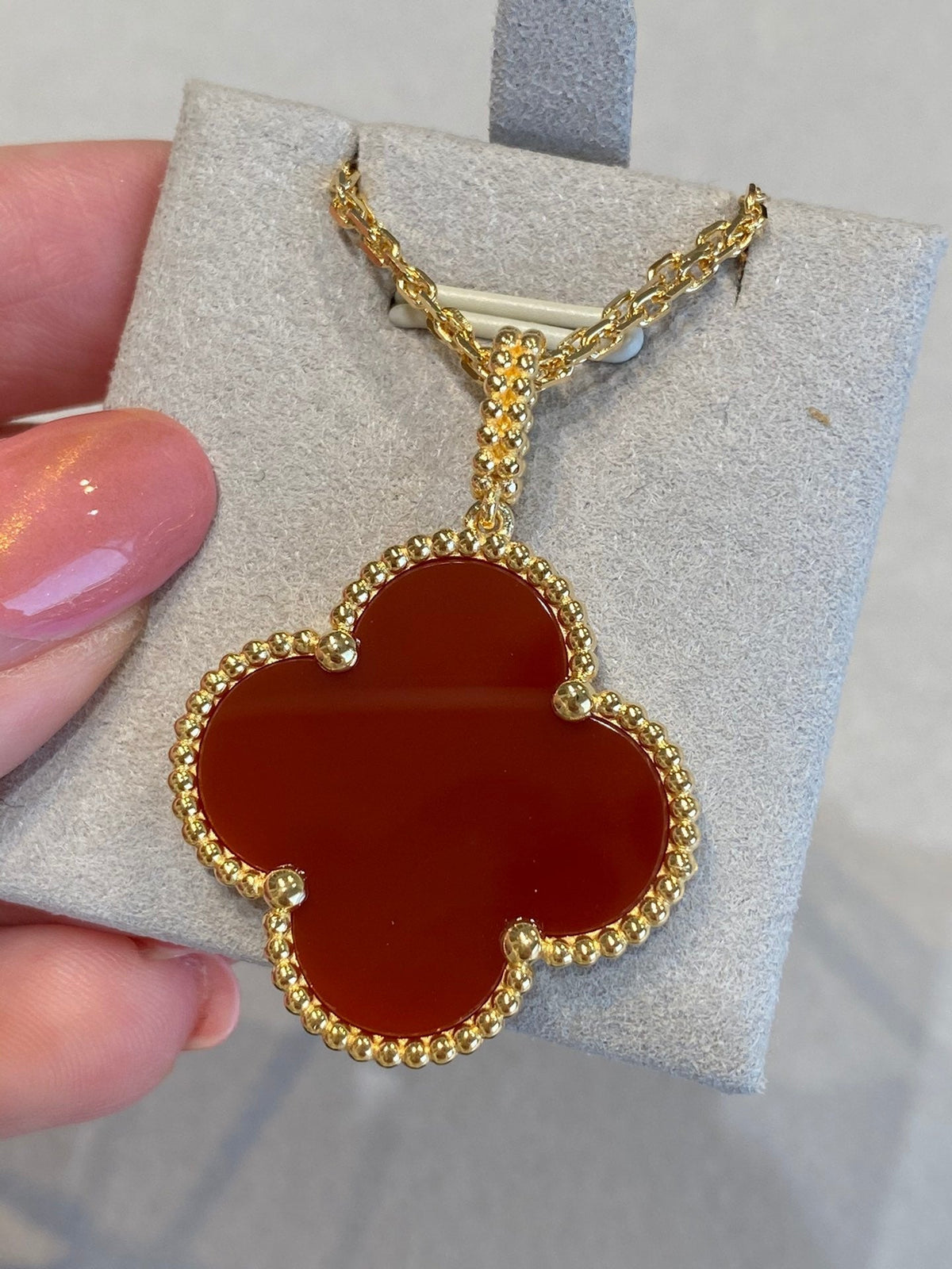 [⭐Maelin]CLOVER 25MM NECKLACE GOLD CARNELIAN