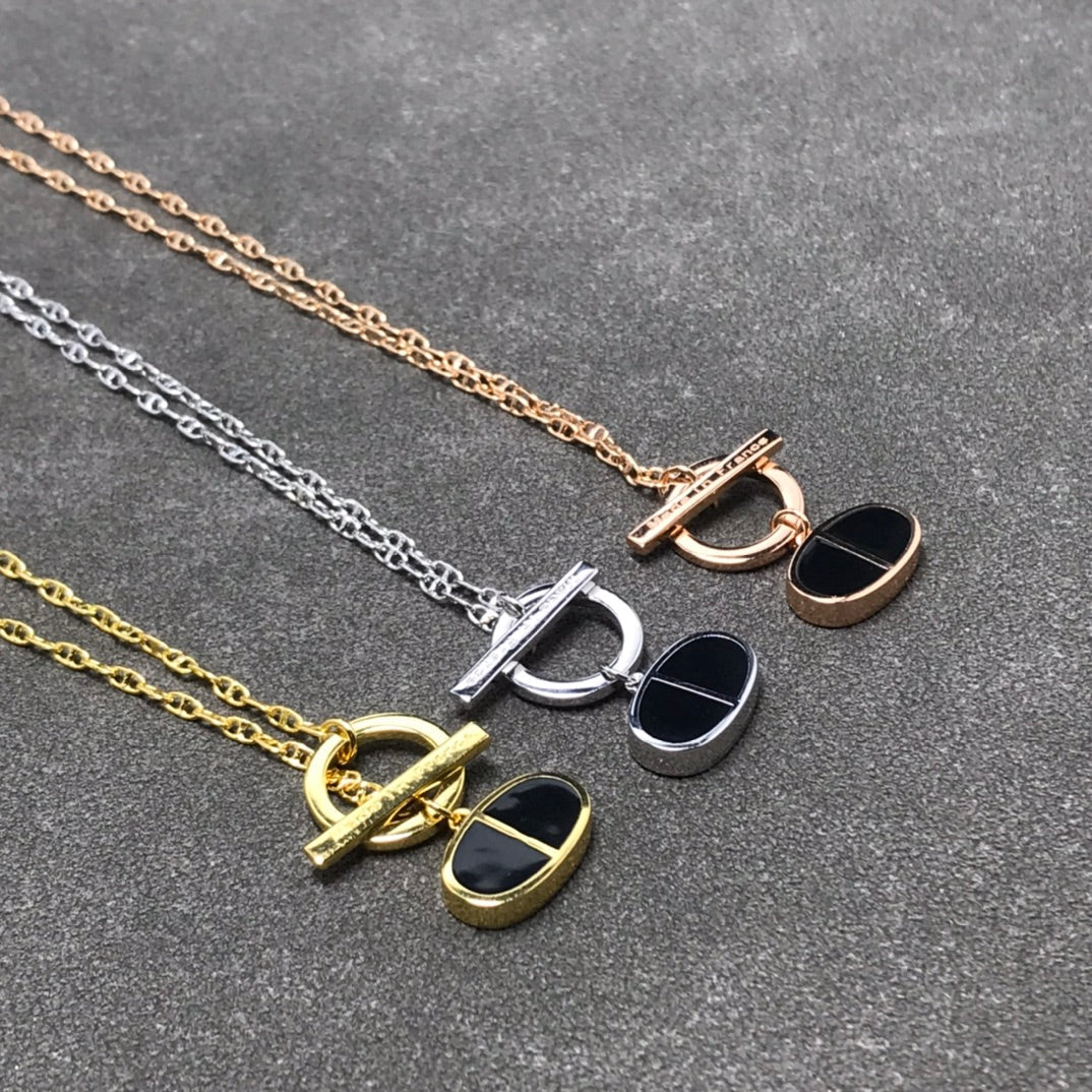 [⭐Maelin]CHAINE VERSO BLACK CERAMIC  NECKLACE