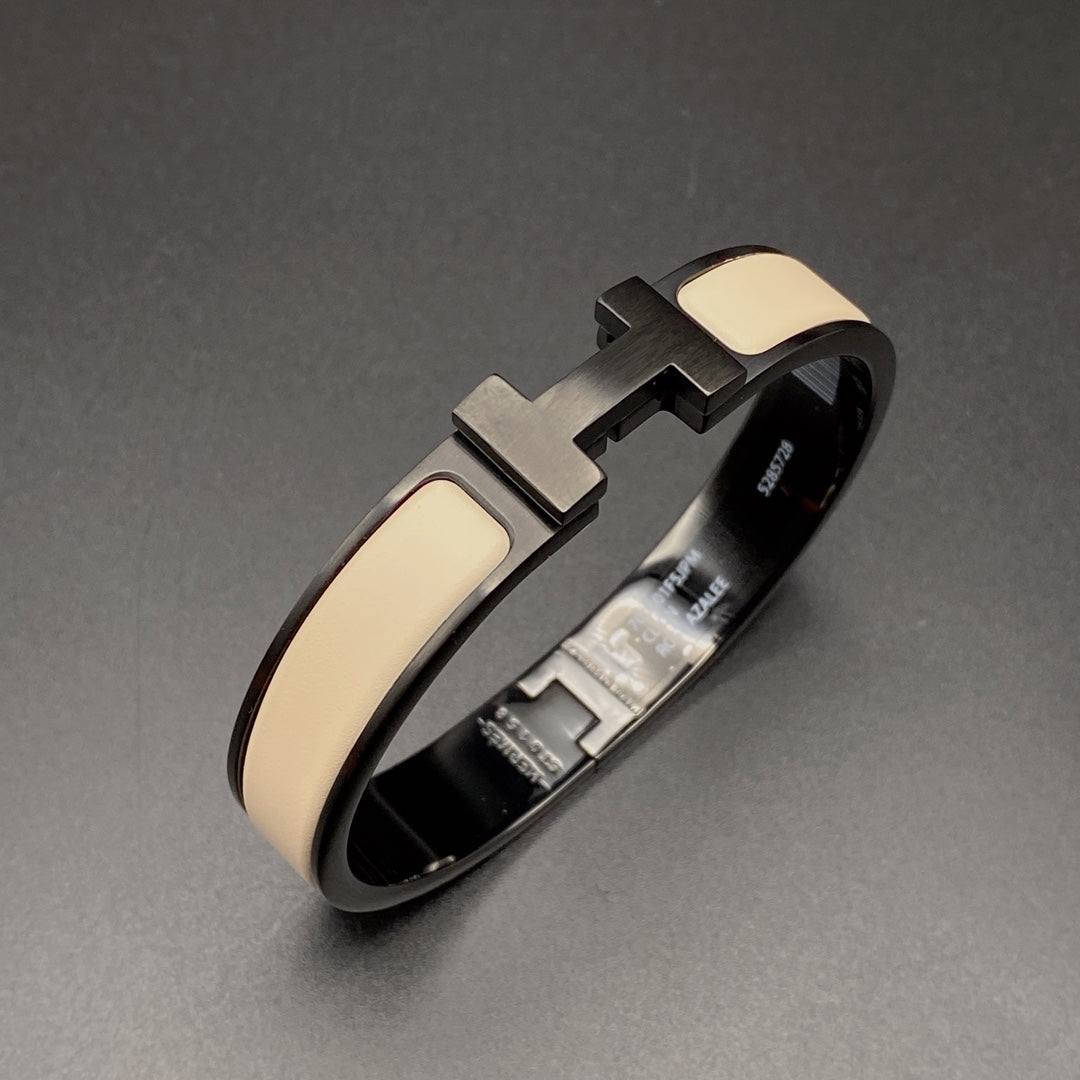 [⭐Maelin]H BRACELET 12MM BLACK BEIGE CERAMIC