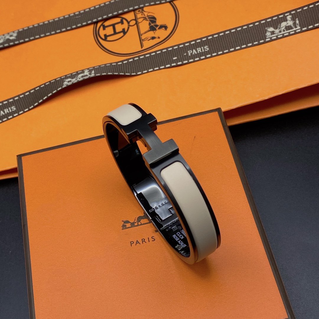[⭐Maelin]H BRACELET 12MM BLACK BEIGE CERAMIC