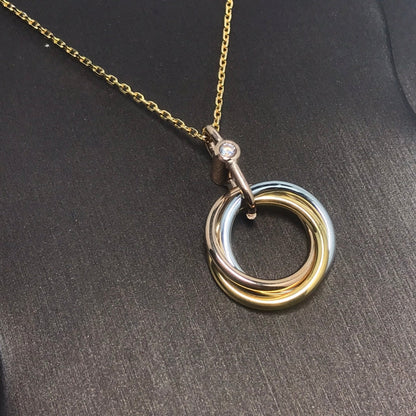 [⭐Maelin]TRINITY SILVER GOLD PINK GOLD NECKLACE