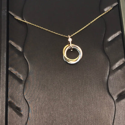 [⭐Maelin]TRINITY SILVER GOLD PINK GOLD NECKLACE