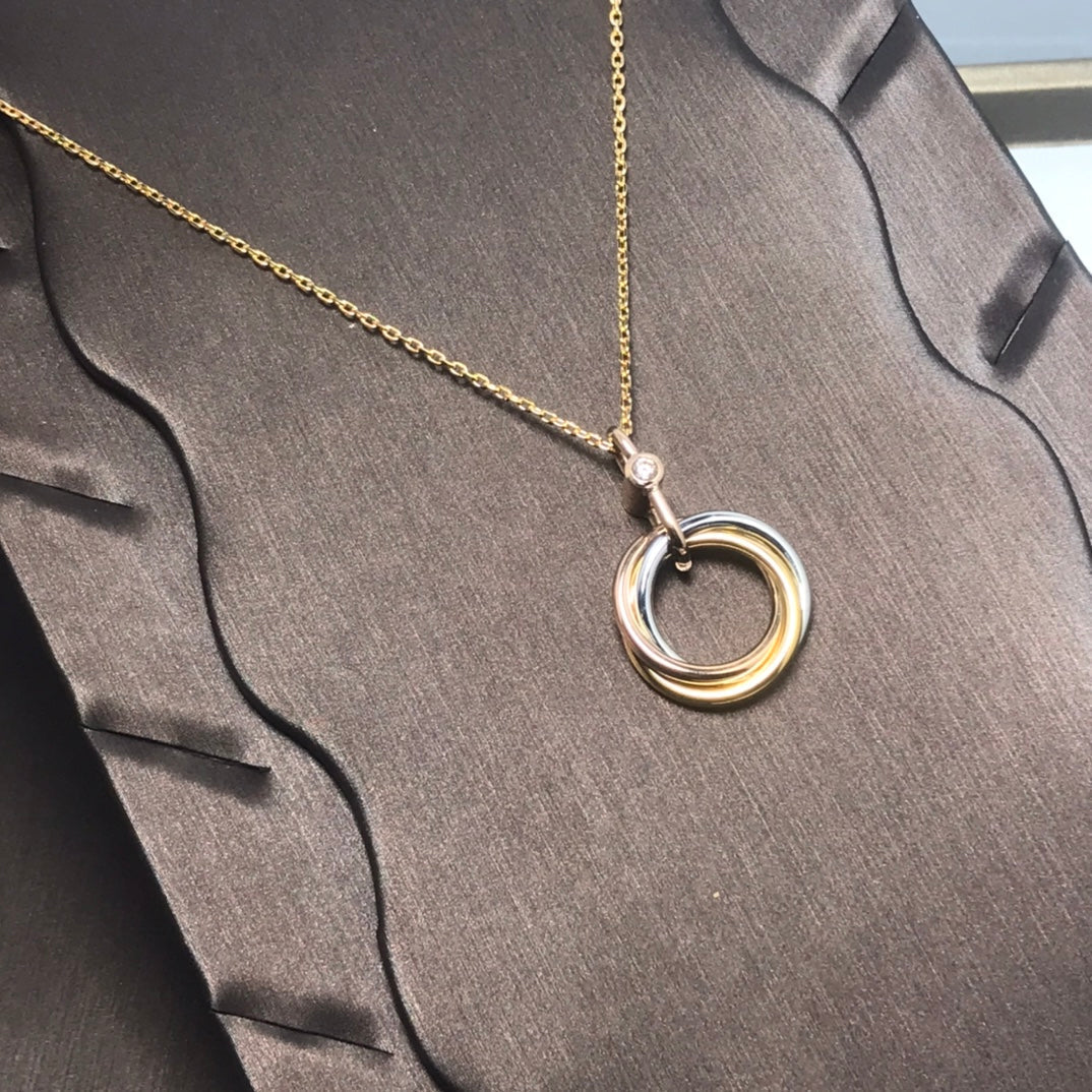 [⭐Maelin]TRINITY SILVER GOLD PINK GOLD NECKLACE