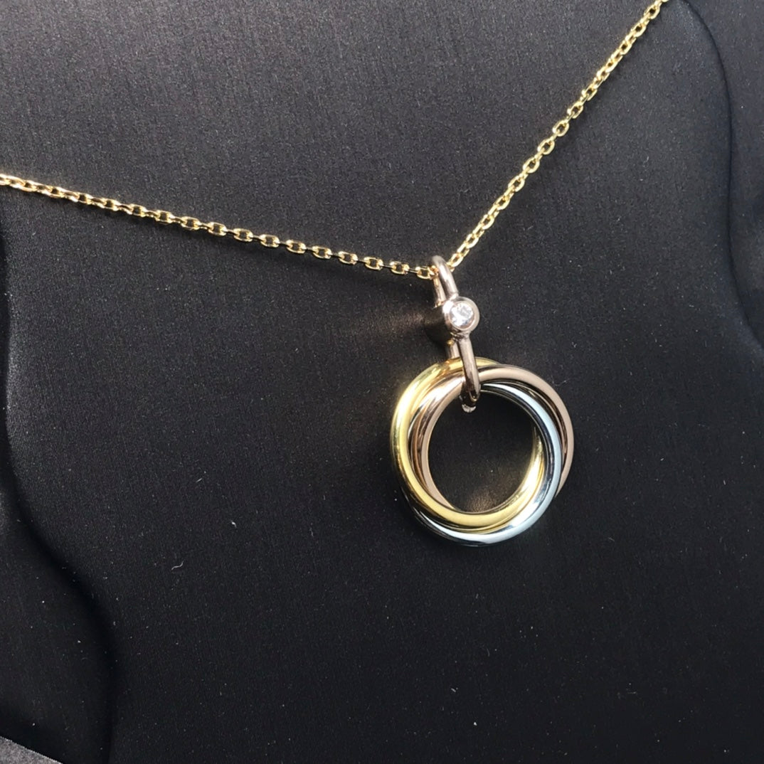 [⭐Maelin]TRINITY SILVER GOLD PINK GOLD NECKLACE