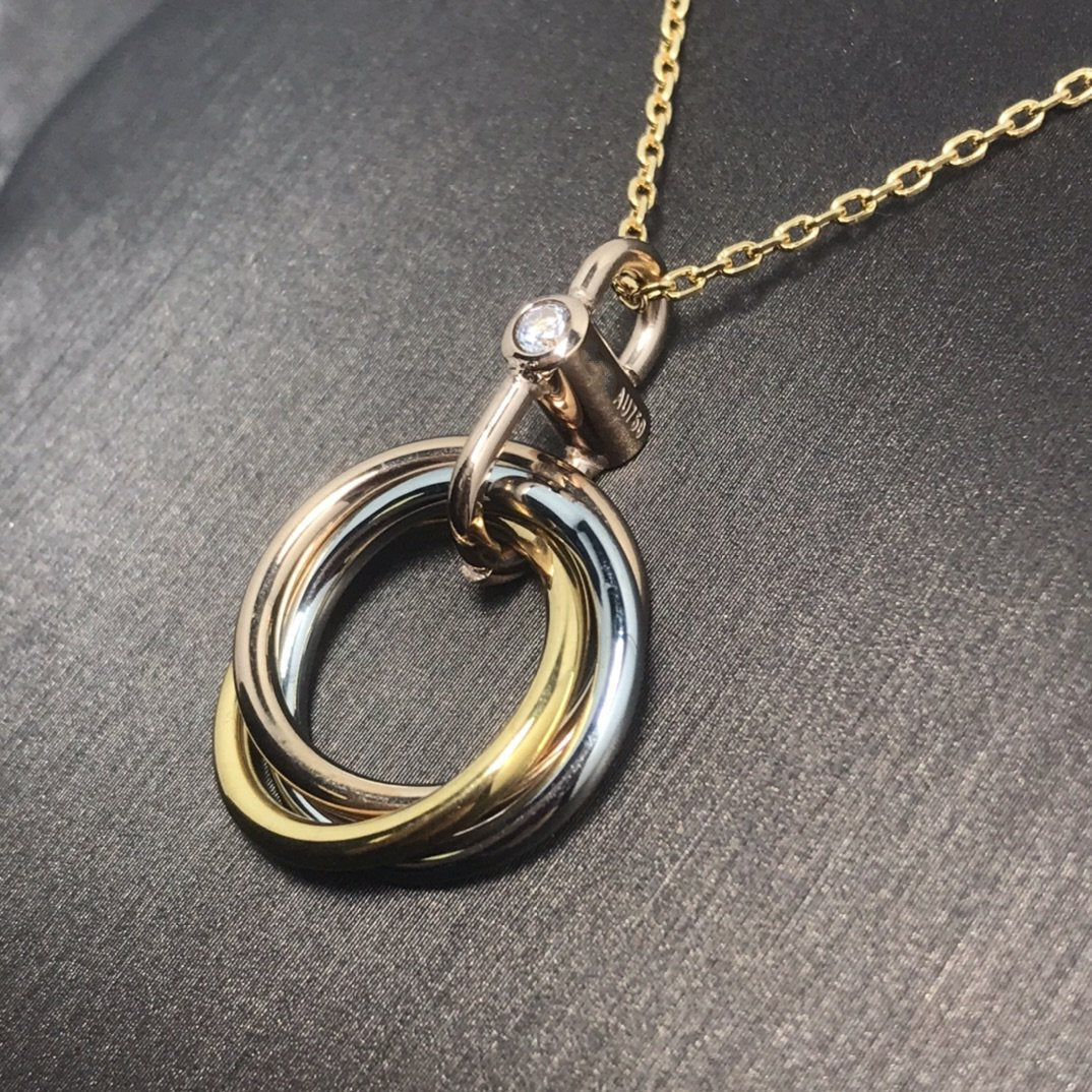 [⭐Maelin]TRINITY SILVER GOLD PINK GOLD NECKLACE